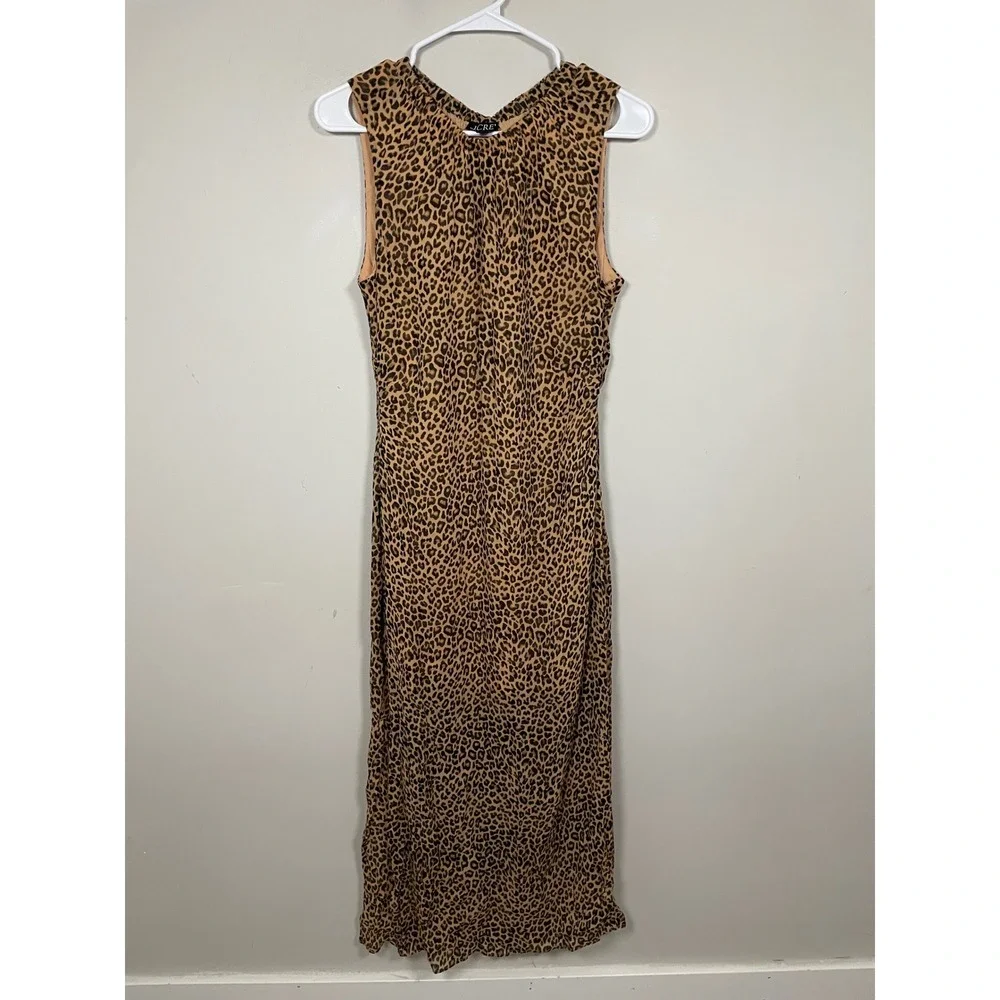 J.Crew Gathered Sheath Dress in Leopard Chiffon Size 6 Cocktail Fall Timeless